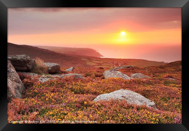 Carn Galver Sunset Framed Print by Andrew Ray
