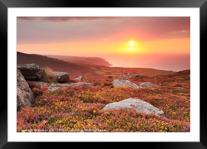 Carn Galver Sunset Framed Mounted Print by Andrew Ray