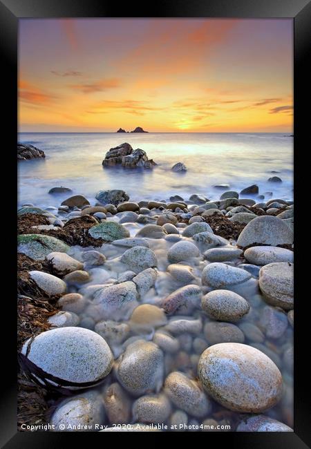 Porth Nanven Sunset Framed Print by Andrew Ray
