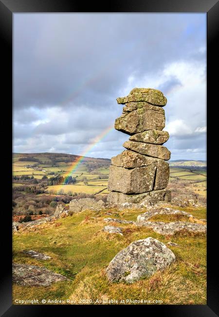 Rainbow at Bowerman's Nose Framed Print by Andrew Ray