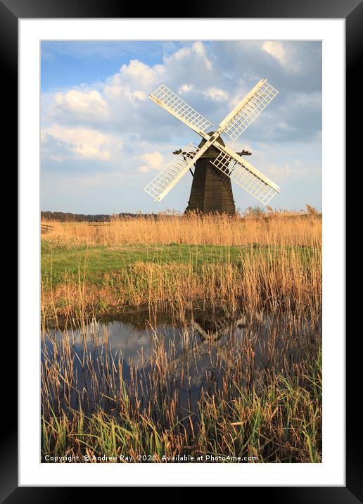 Herringfleet Drainage Mill Framed Mounted Print by Andrew Ray