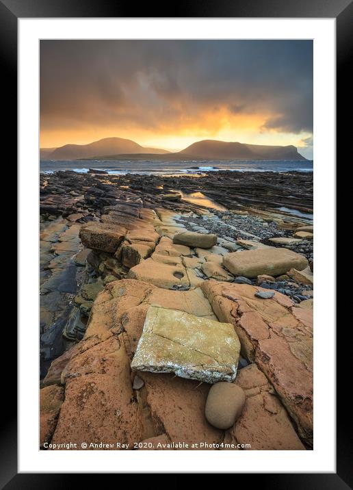 Setting Sun over Hoy   Framed Mounted Print by Andrew Ray