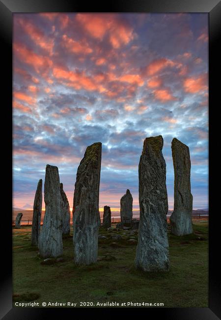Sunrise at Callanish Stone Circle Framed Print by Andrew Ray