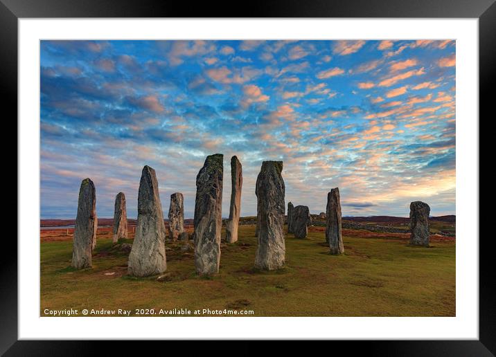 Sunset at Callanish Stone Circle Framed Mounted Print by Andrew Ray