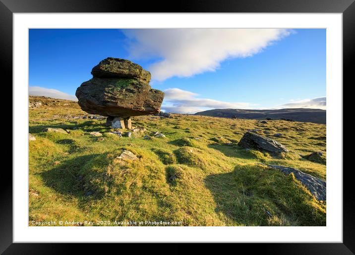 Morning at the Norber Erratics Framed Mounted Print by Andrew Ray