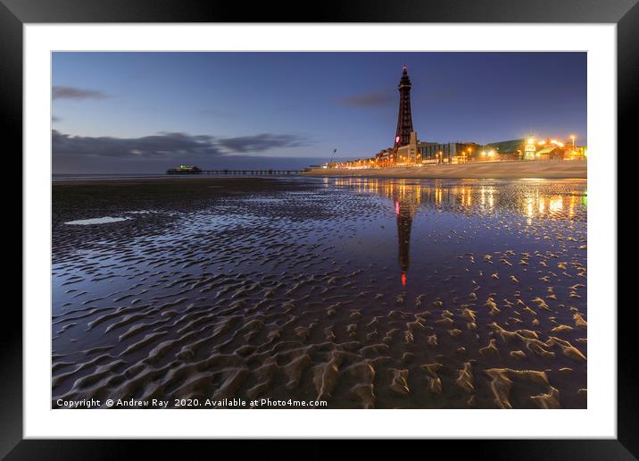 Twilight reflections (Blackpool) Framed Mounted Print by Andrew Ray