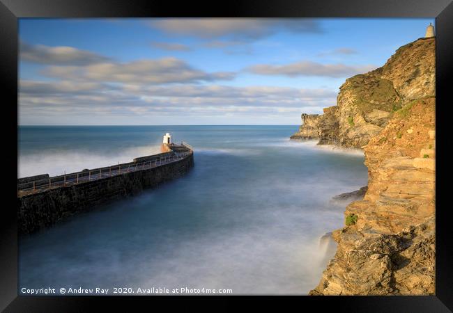 Entrance to Portreath Harbour Framed Print by Andrew Ray