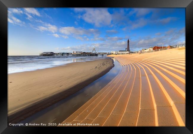 Towards the tower and central pier (Blackpool) Framed Print by Andrew Ray