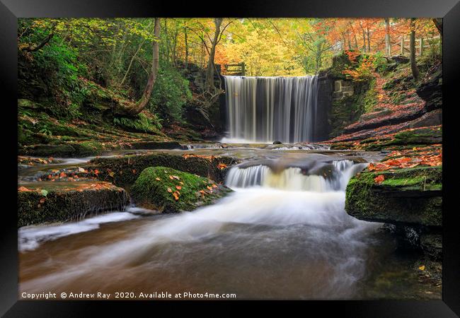Waterfalls at Nant Mill Framed Print by Andrew Ray
