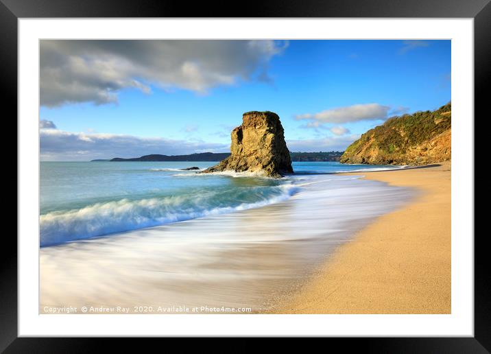 Crinnis Island on Carlyon Bay Beach Framed Mounted Print by Andrew Ray