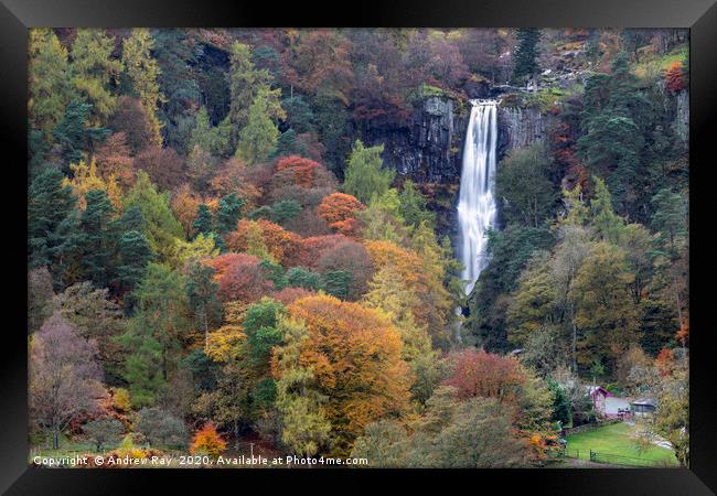 Autumn at Pistyll Rhaeadr Waterfall Framed Print by Andrew Ray
