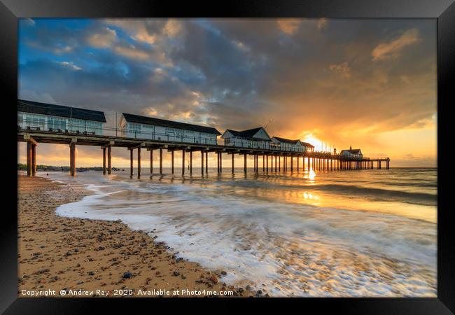 Towards sunrise (Southwold) Framed Print by Andrew Ray
