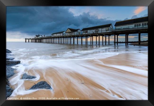 Morning at Southwold Pier Framed Print by Andrew Ray