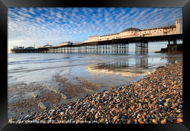 Palace Pier at low tide (Brighton) Framed Print by Andrew Ray