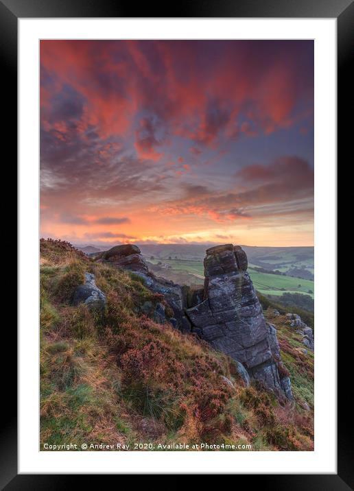 Rocks at sunrise (Hen Cloud) Framed Mounted Print by Andrew Ray