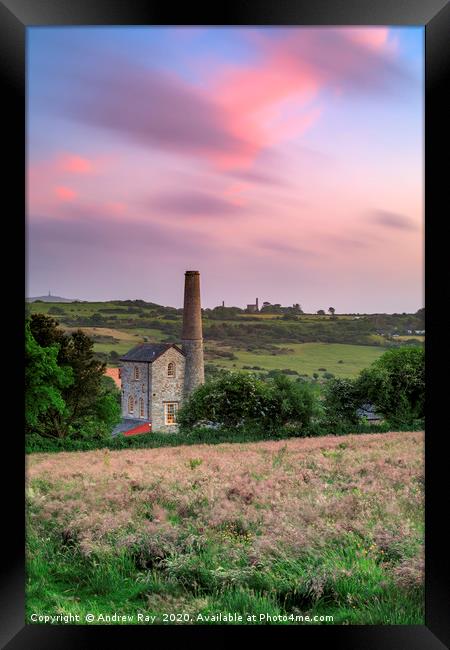 Wheal Rose at sunset Framed Print by Andrew Ray