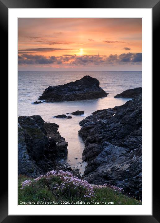 Porth Mear sunset Framed Mounted Print by Andrew Ray