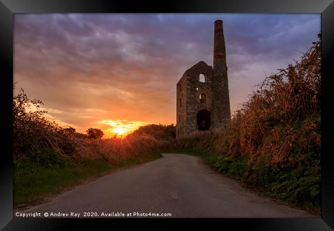 North Wheal Grambler Engine House Framed Print by Andrew Ray