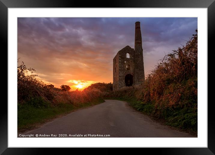 North Wheal Grambler Engine House Framed Mounted Print by Andrew Ray