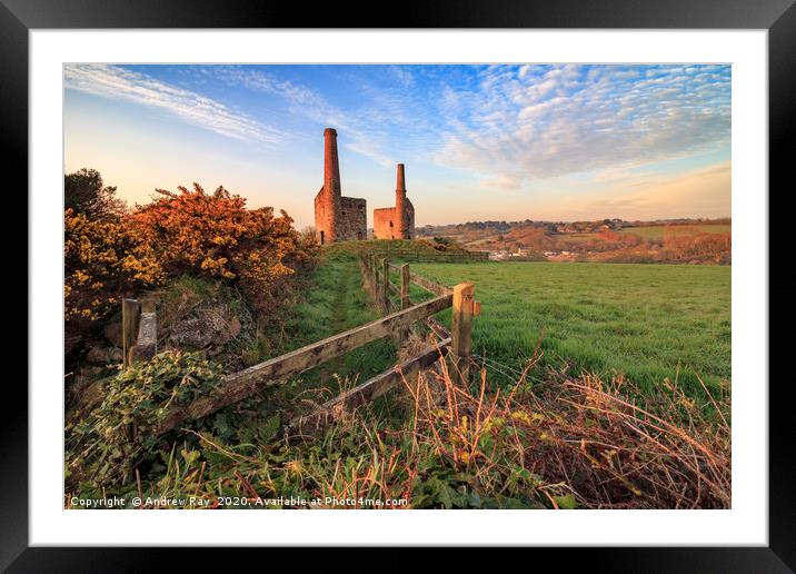 Morning at Wheal Unity Wood Engine Houses Framed Mounted Print by Andrew Ray