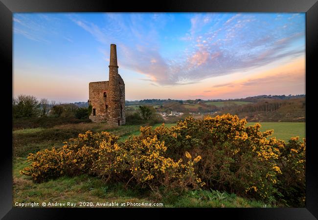 Lower Engine House at sunset (Wheal Unity Wood Min Framed Print by Andrew Ray