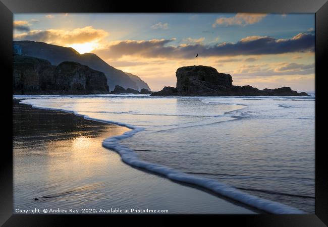 Waters edge (Peranporth) Framed Print by Andrew Ray