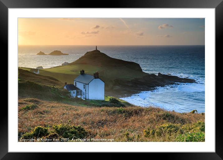 Late light on Cape Cornwall Framed Mounted Print by Andrew Ray