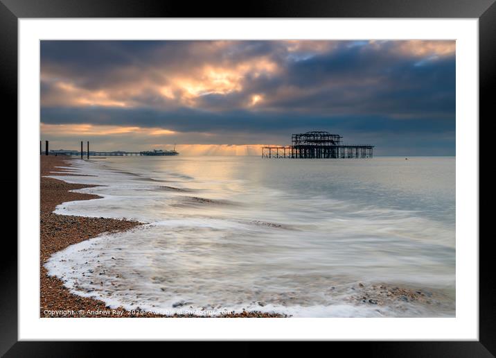 Light shafts (Brighton) Framed Mounted Print by Andrew Ray