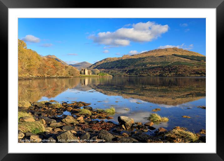 High tide at Dunderave Castle Framed Mounted Print by Andrew Ray