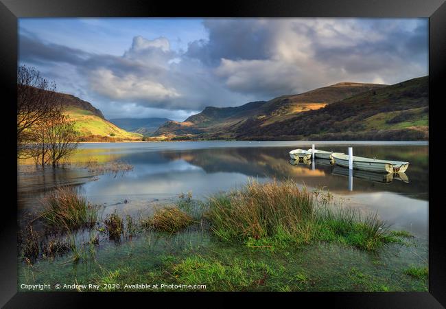 Boats on Llyn Nantlle Framed Print by Andrew Ray