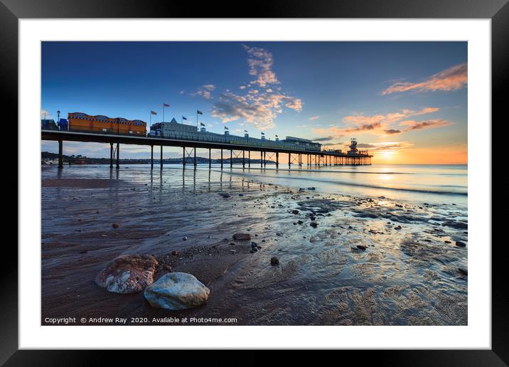 Boulders at sunrise (Paighton Beach) Framed Mounted Print by Andrew Ray