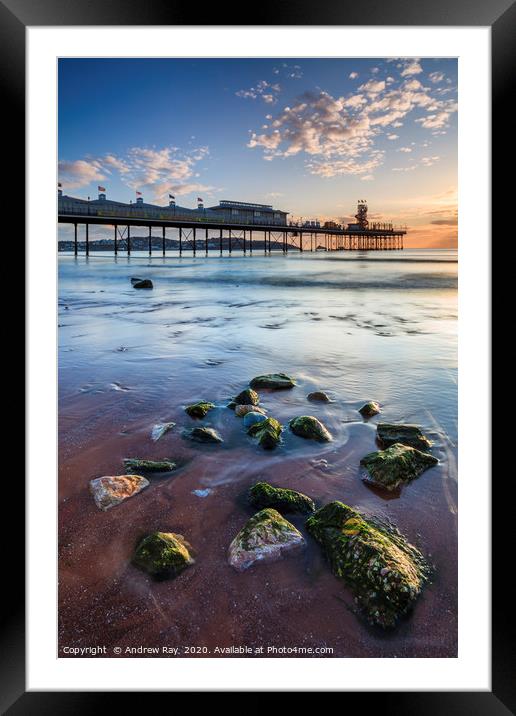 Rocks on Paignton Beach Framed Mounted Print by Andrew Ray