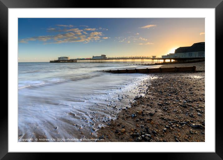 Towards Worthing Pier Framed Mounted Print by Andrew Ray