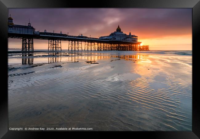 Sand Ripples at sunset (Eastbourne Pier) Framed Print by Andrew Ray