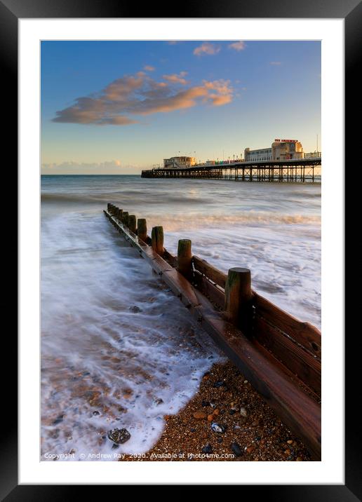 Towards Worthing Pier Framed Mounted Print by Andrew Ray