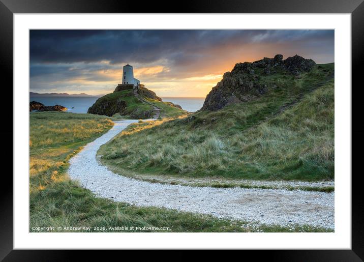 Late light at Llanddwyn Island Framed Mounted Print by Andrew Ray