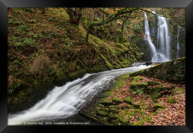 Towards Ceunant Mawr Waterfall Framed Print by Andrew Ray