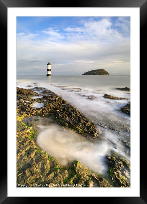 Water Swirl at Penmon Framed Mounted Print by Andrew Ray