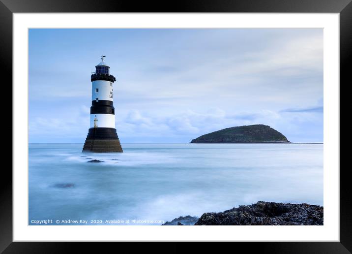 Blue Hour Penmon Lighthouse Framed Mounted Print by Andrew Ray