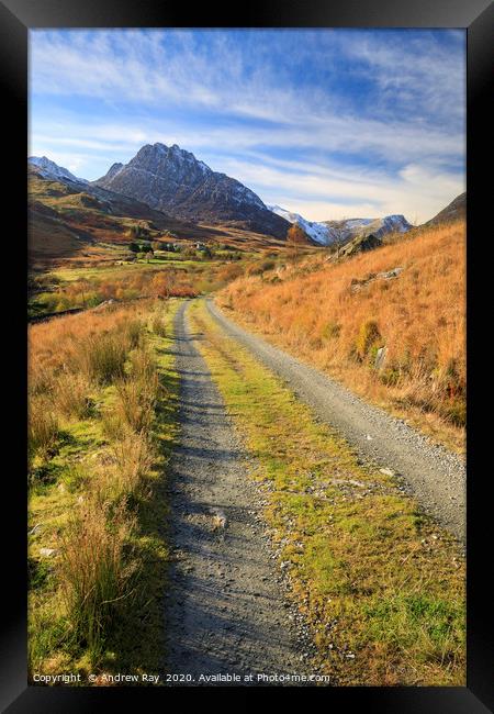 Track towards Tryfan Framed Print by Andrew Ray