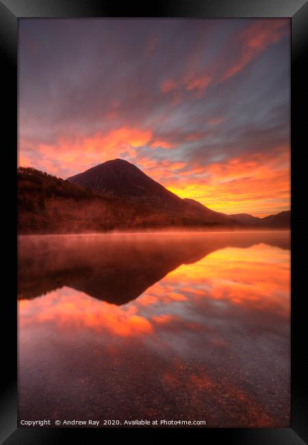 Sunrise at Crummock Water. Framed Print by Andrew Ray