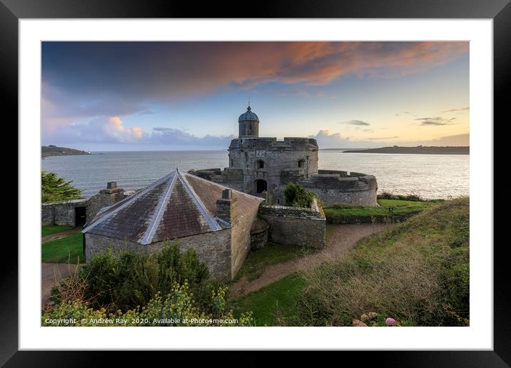 Sunset over St Mawes Castle Framed Mounted Print by Andrew Ray