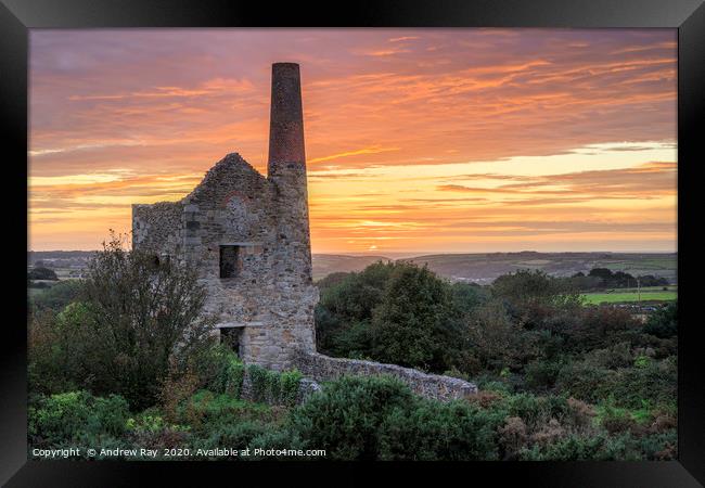 Sunset at Wheal Peevor. Framed Print by Andrew Ray