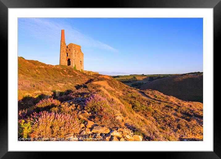 Evening light at Tywarnhyle Engine House Framed Mounted Print by Andrew Ray