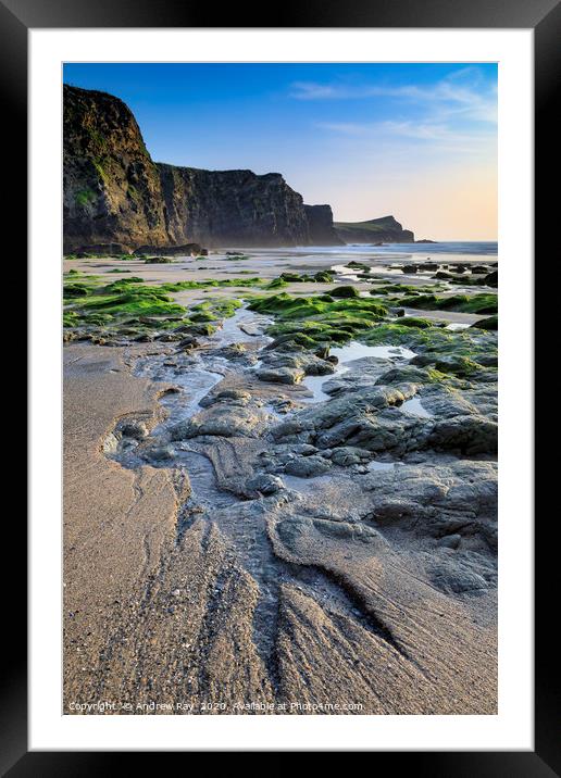 Low tide at Whipsiderry Beach Framed Mounted Print by Andrew Ray