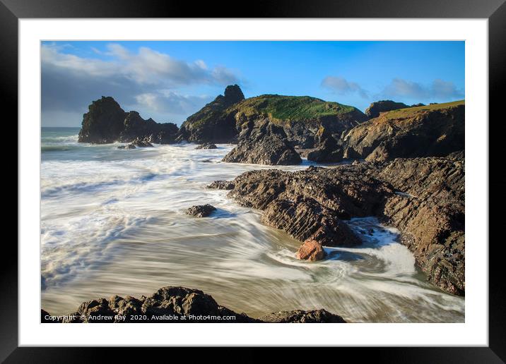Kynance Cove Framed Mounted Print by Andrew Ray