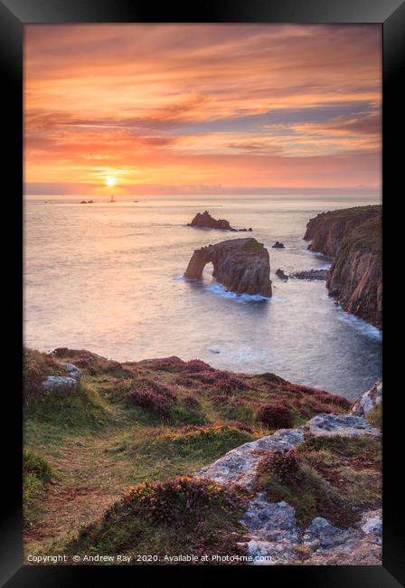 Setting sun at Land's End Framed Print by Andrew Ray
