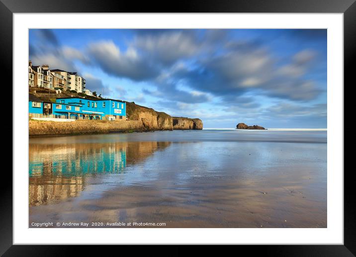 Morning reflections (Perranporth) Framed Mounted Print by Andrew Ray