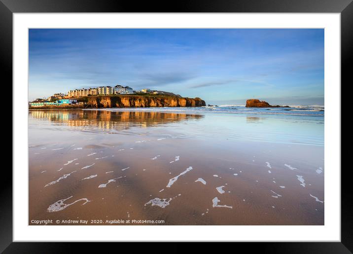 Early light at Perranporth Beach Framed Mounted Print by Andrew Ray