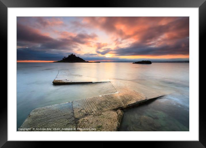 Slipway at sunset (St Michael's Mount) Framed Mounted Print by Andrew Ray